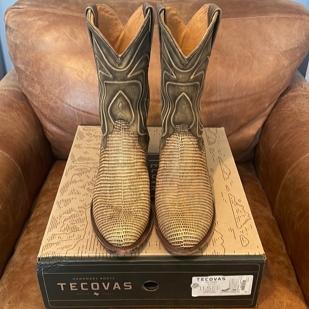Tecovas Limit Run Nash Limestone Relic Lizard Boots 11.5 EE